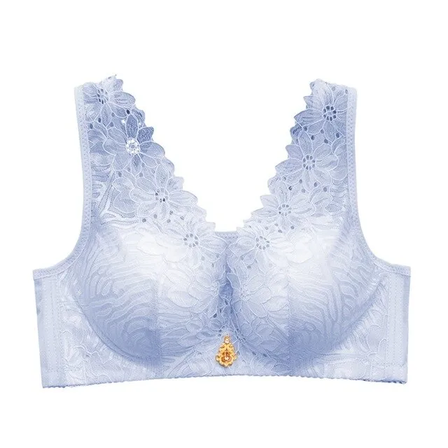 Solid Color Lace Push up Bra
