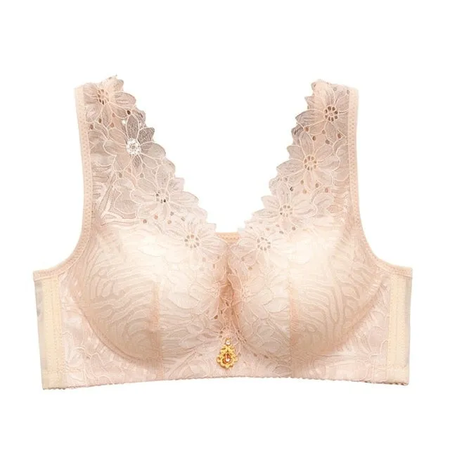 Solid Color Lace Push up Bra