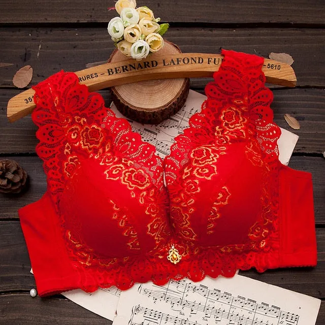 Solid Color Lace Push up Bra