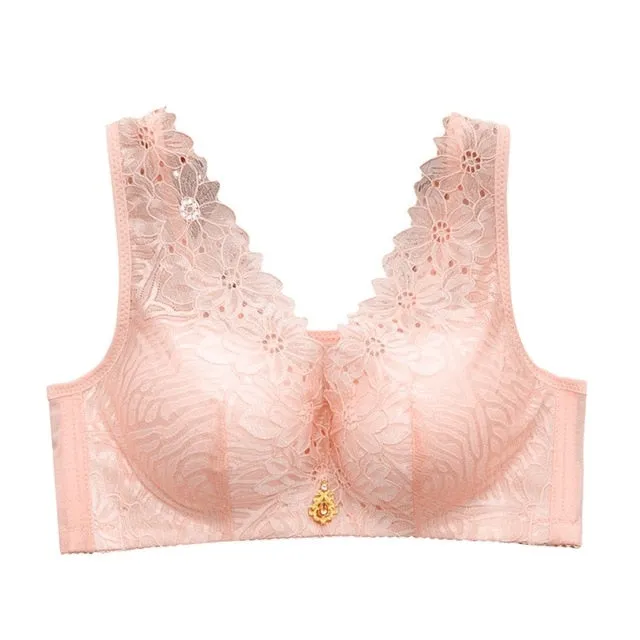 Solid Color Lace Push up Bra
