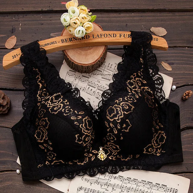 Solid Color Lace Push up Bra