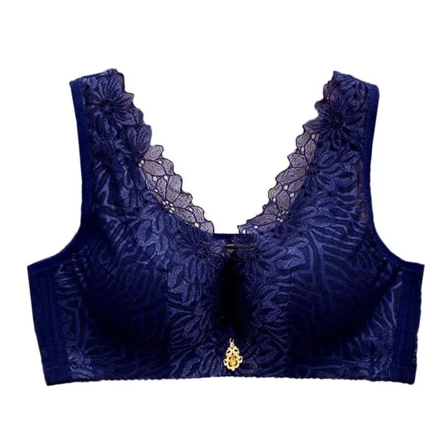 Solid Color Lace Push up Bra