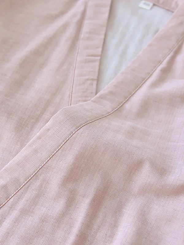 Solid Couple Cotton Robe Pajamas Set