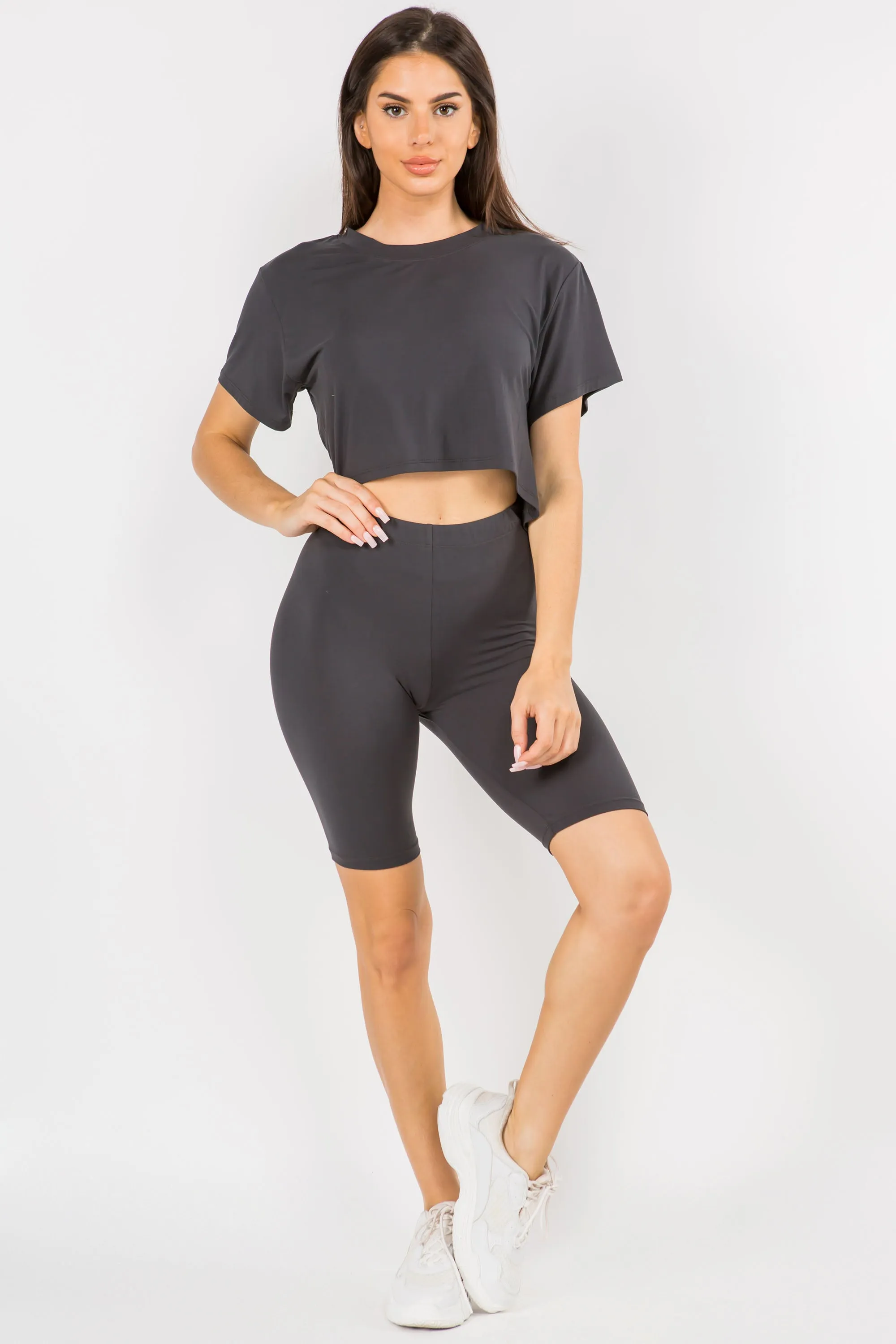 Sporty Crop Top & Biker Shorts Set