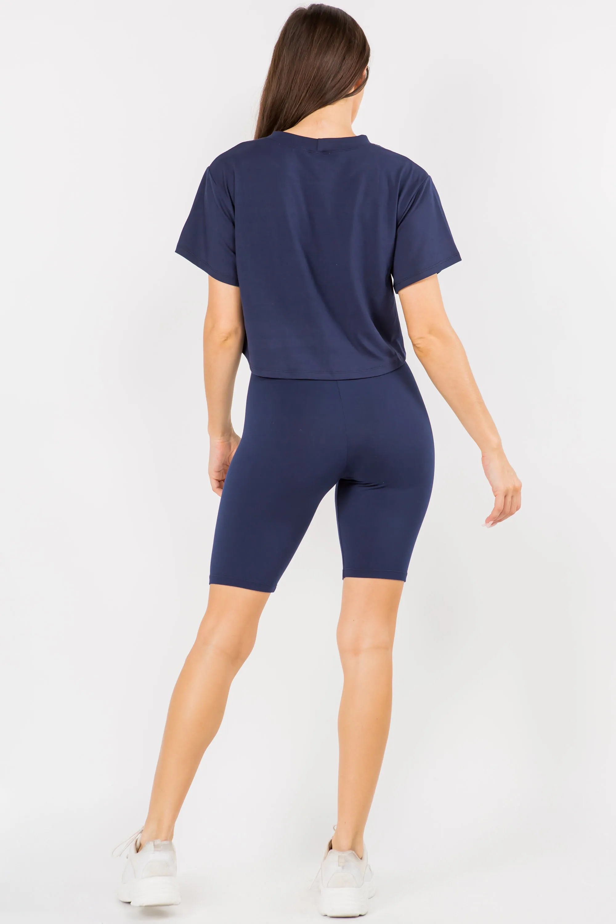 Sporty Crop Top & Biker Shorts Set