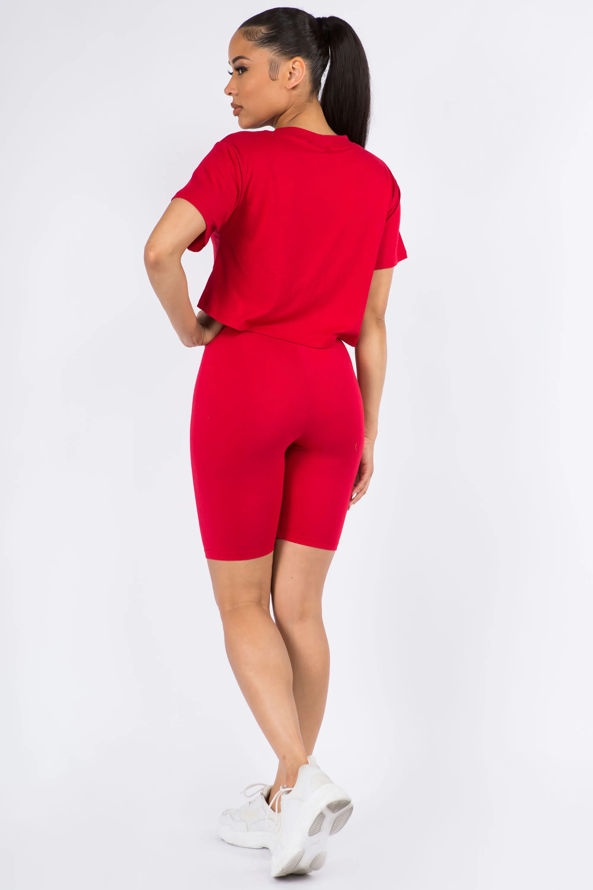Sporty Crop Top & Biker Shorts Set