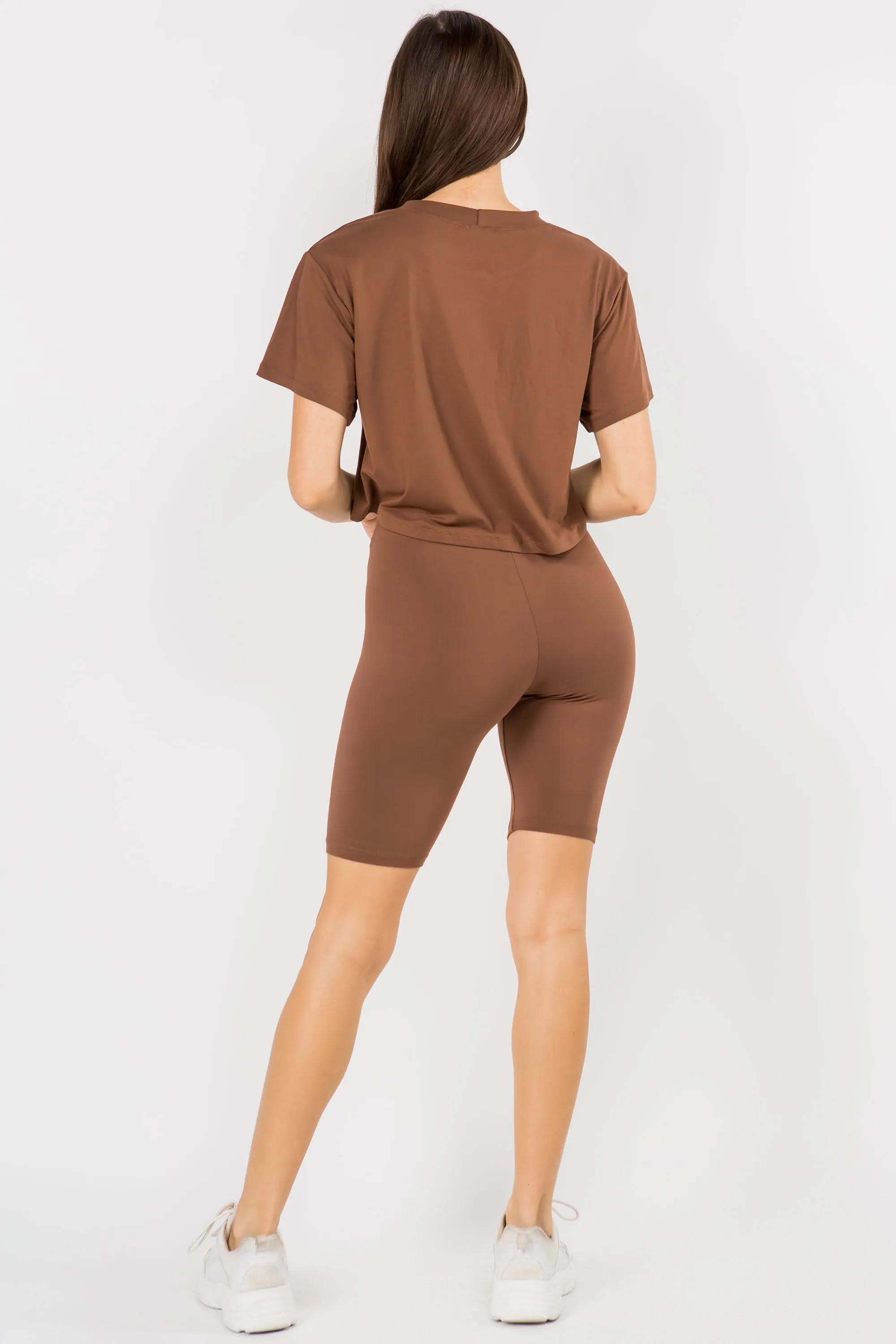 Sporty Crop Top & Biker Shorts Set
