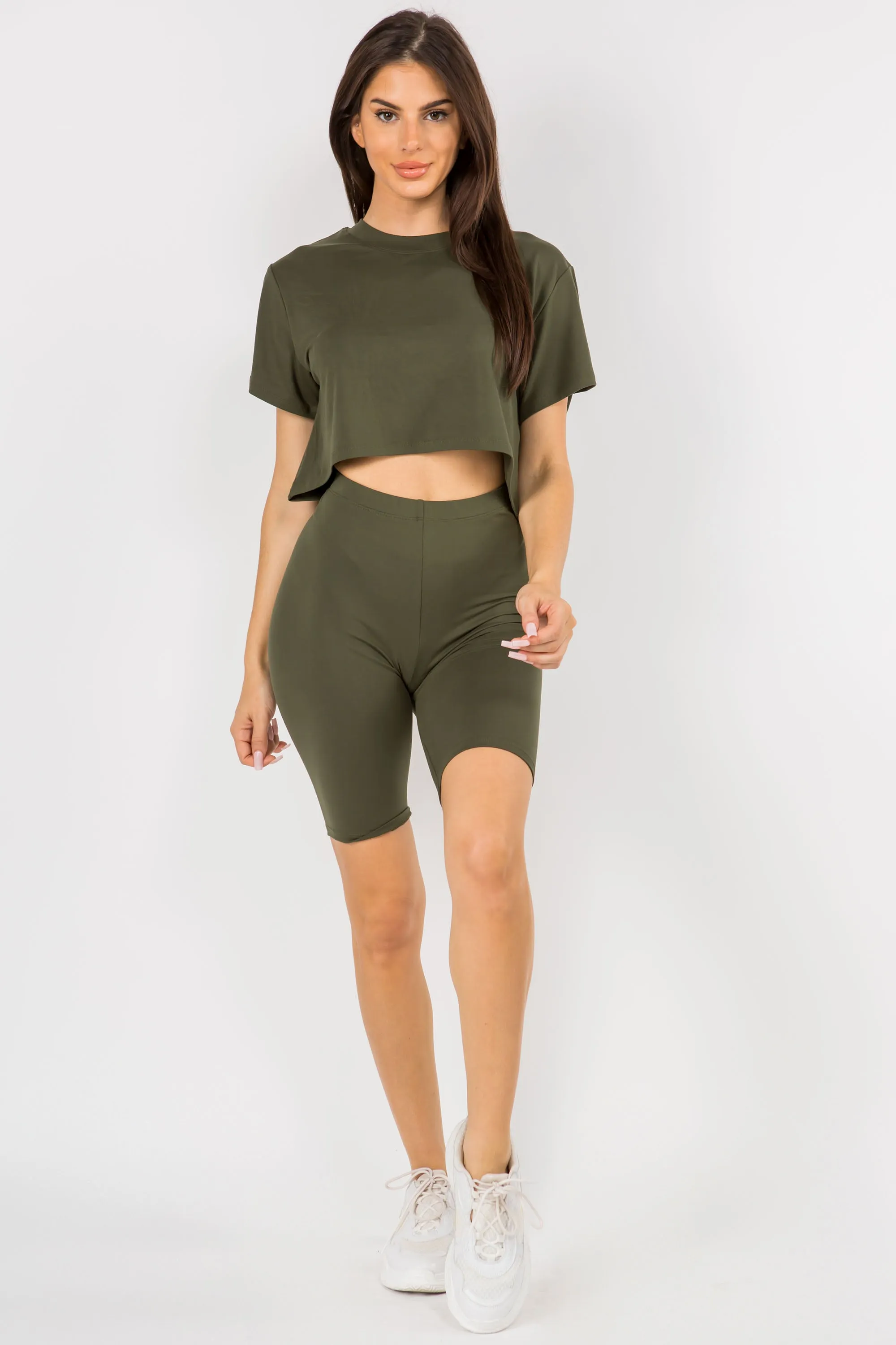 Sporty Crop Top & Biker Shorts Set