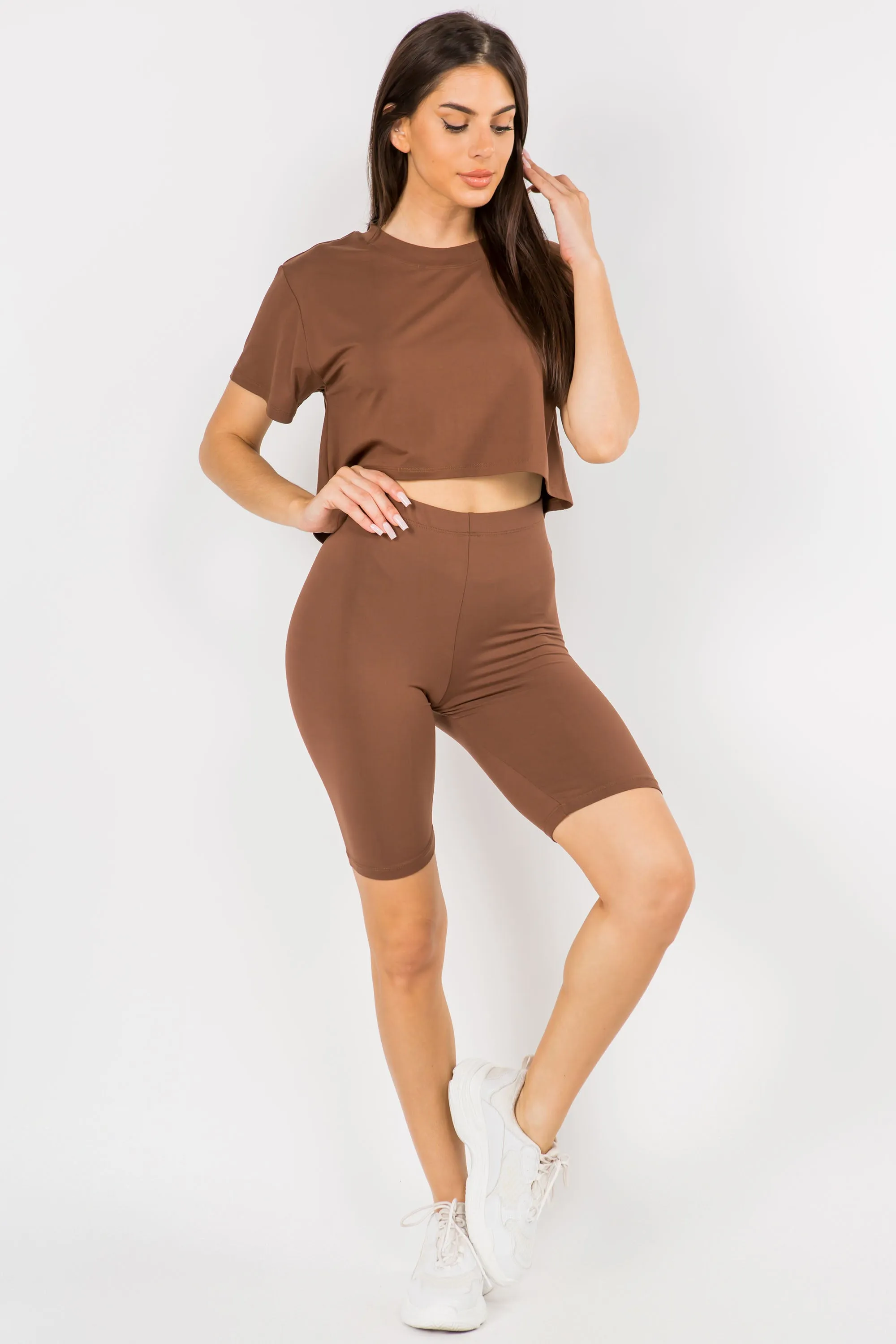 Sporty Crop Top & Biker Shorts Set