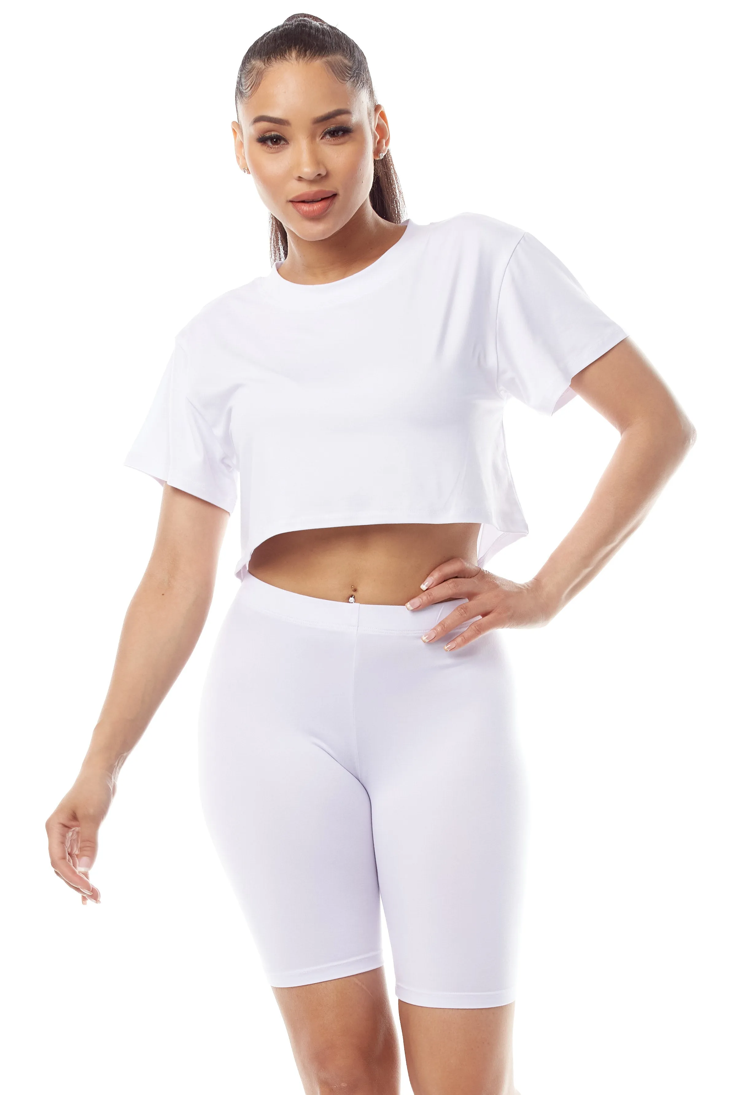 Sporty Crop Top & Biker Shorts Set