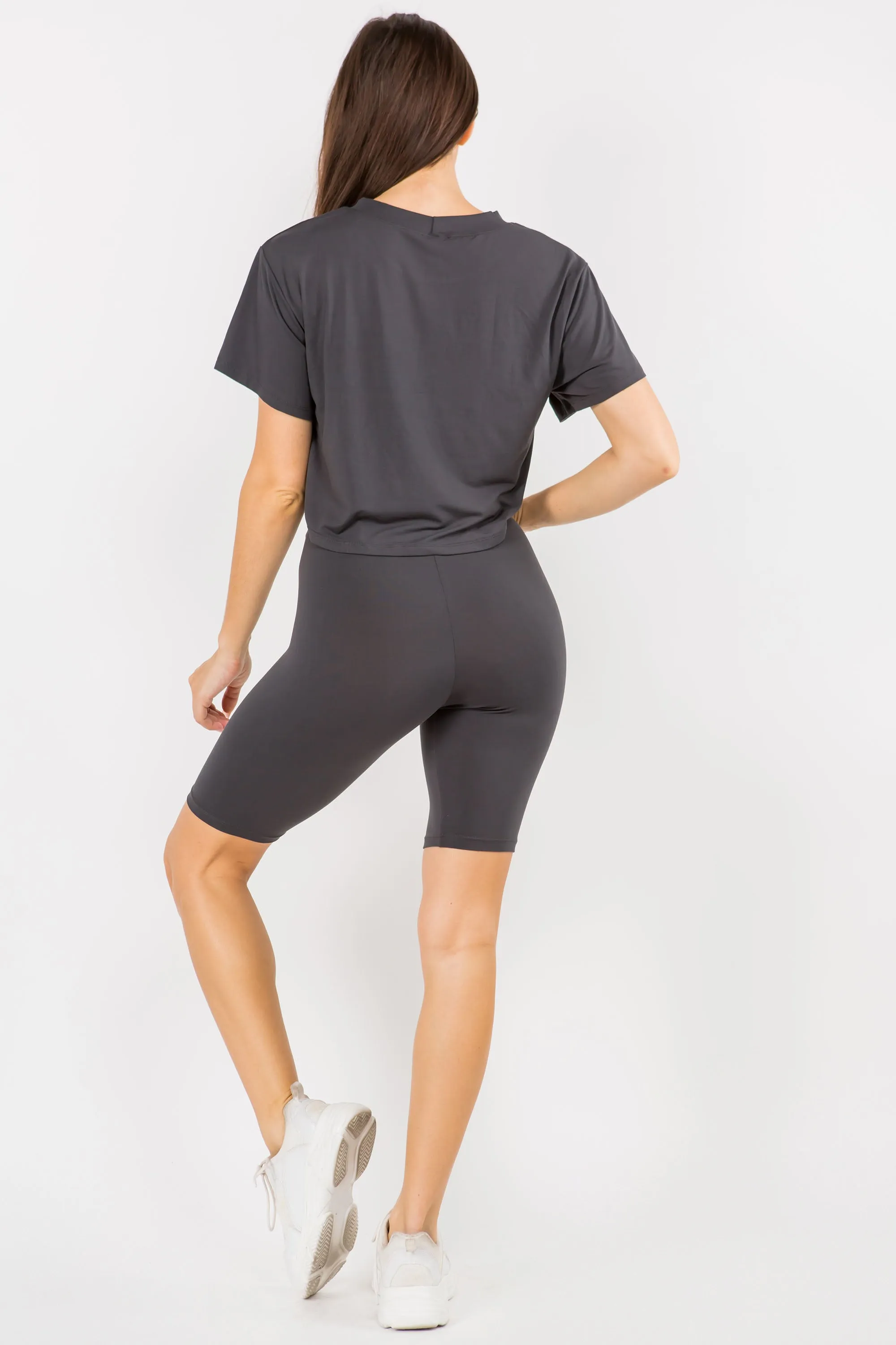 Sporty Crop Top & Biker Shorts Set