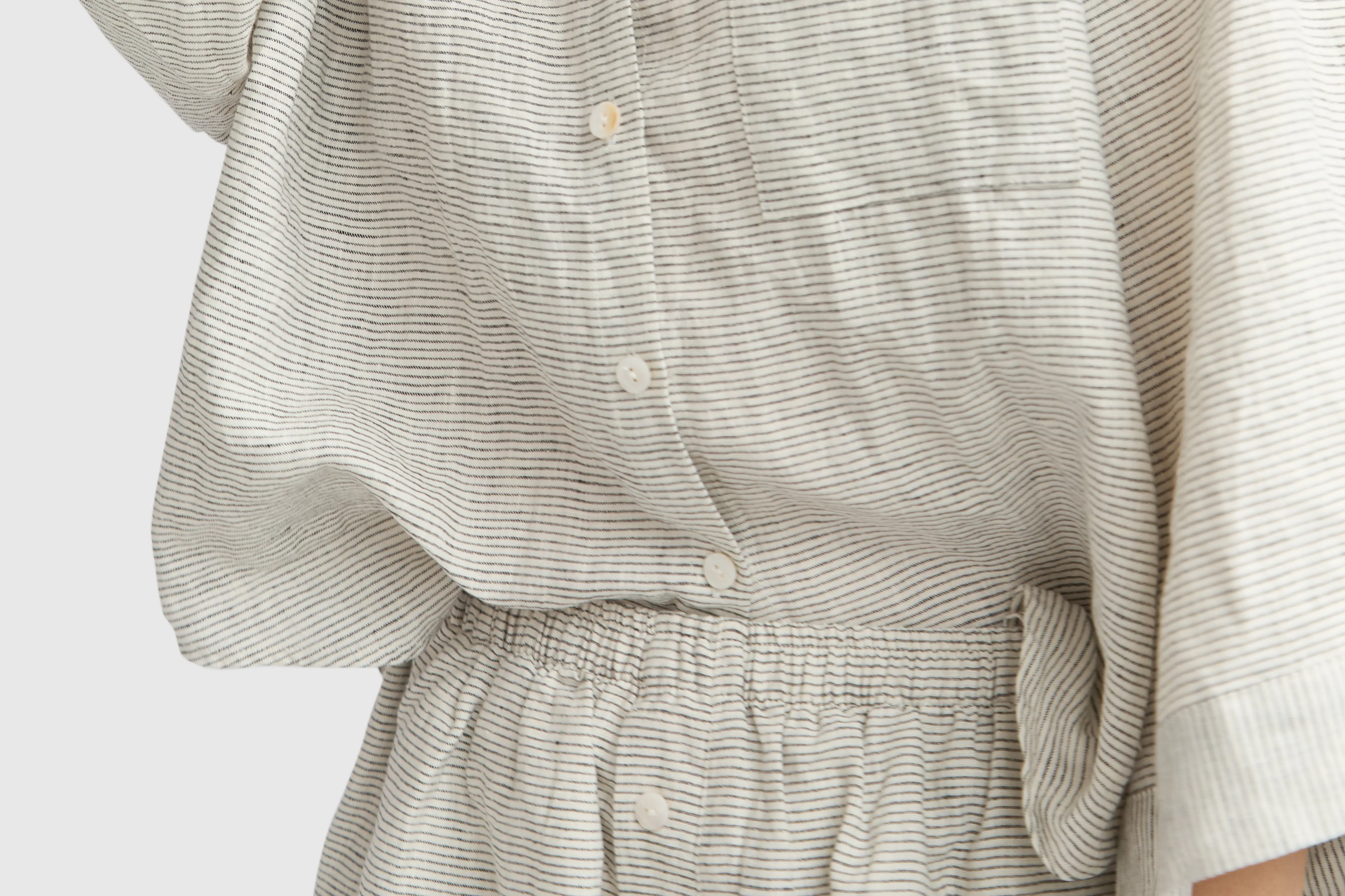 Stonewashed Pajama Set With Shorts - Natural Linen