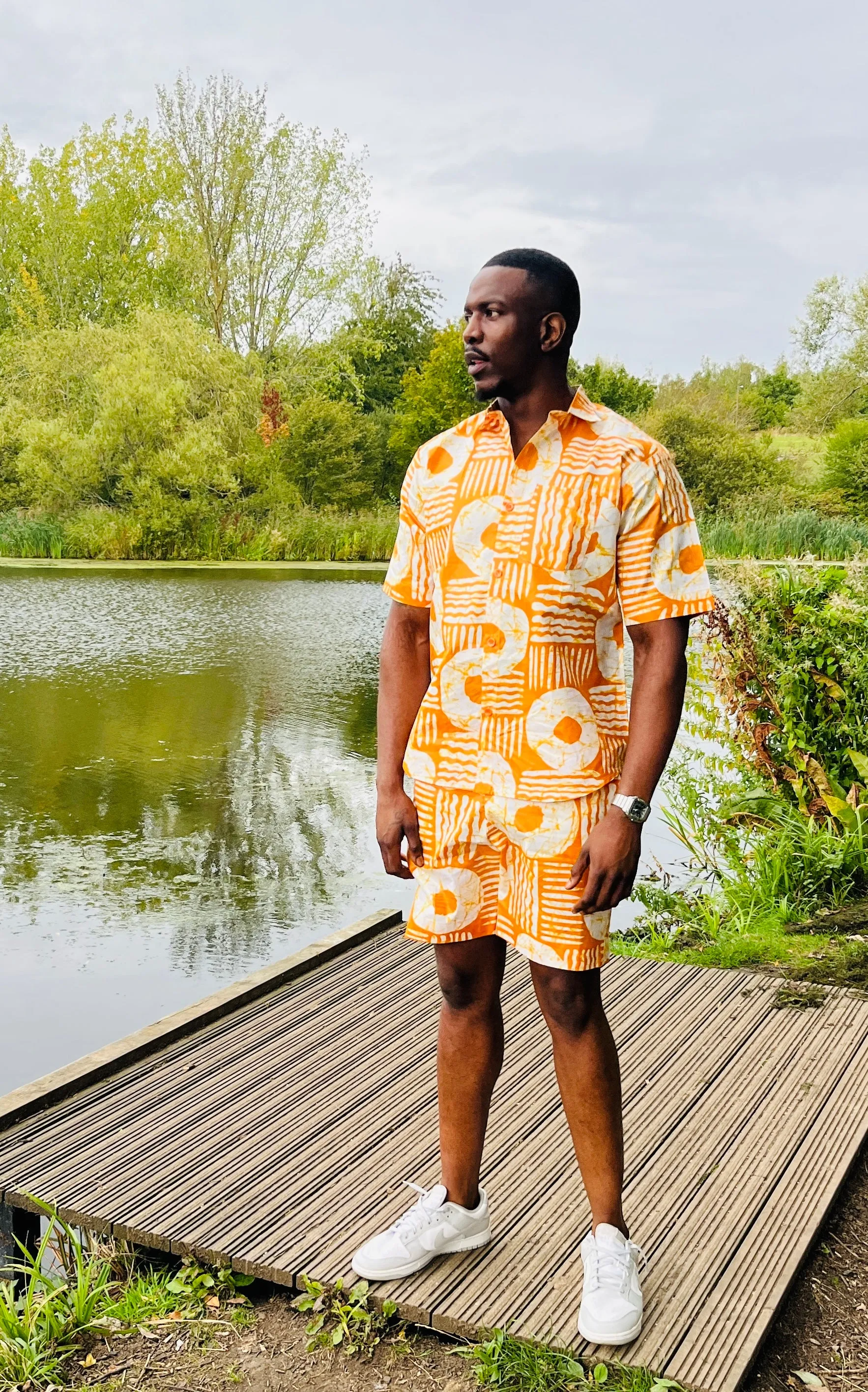 The Musa Men’s Mustard Yellow 2 piece in Shirt and Shorts by Eldimaa Fashion