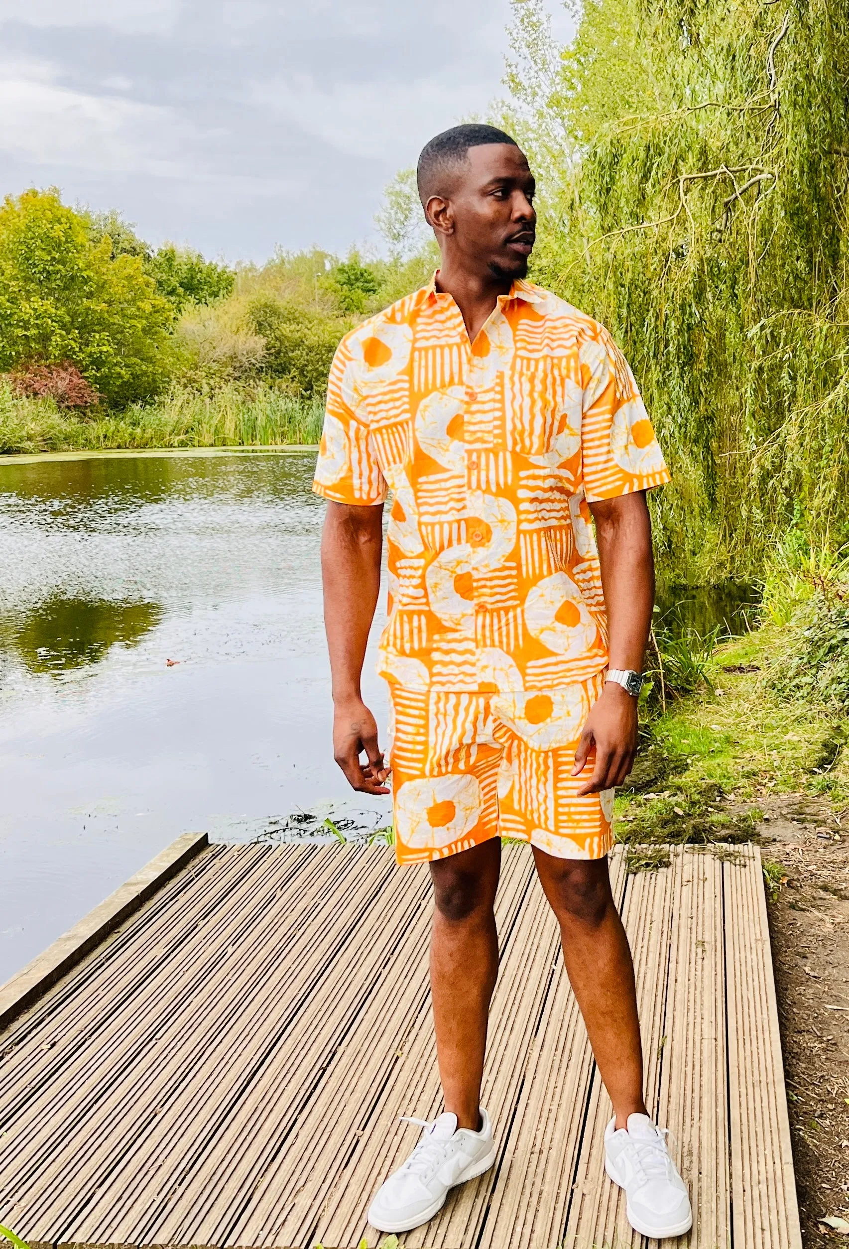 The Musa Men’s Mustard Yellow 2 piece in Shirt and Shorts by Eldimaa Fashion