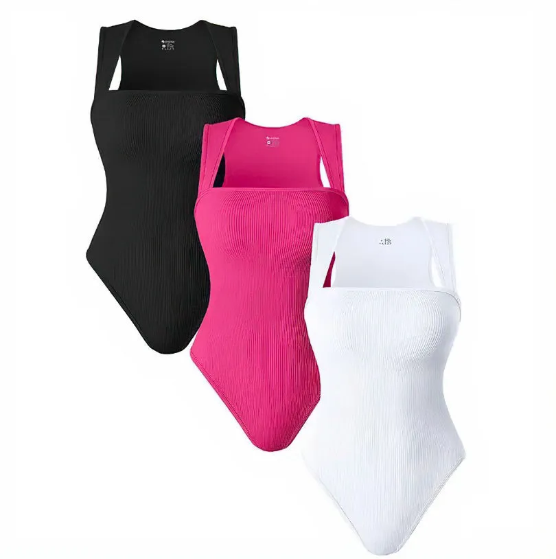 Thread Square Neck Bodysuit Sleeveless Slim Fit Tank Top