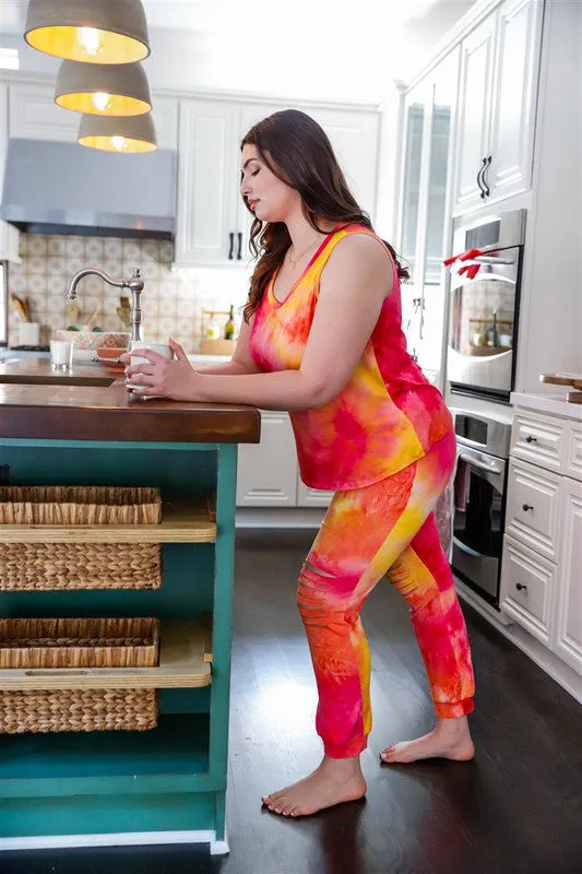 Tie Dye Tank Top & Ripped Sweatpants Set