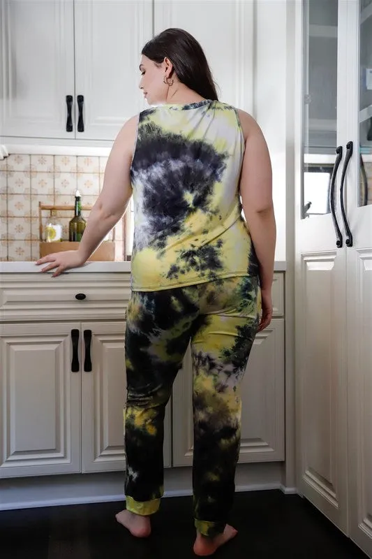 Tie Dye Tank Top & Ripped Sweatpants Set