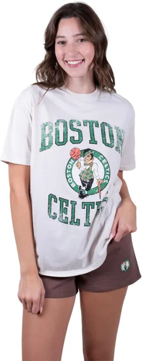 Ultra Game NBA Official Women's Super Soft T-Shirt & Short Set, Boston Celtics, White|Boston Celtics