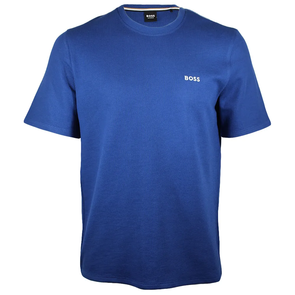 Waffle Piqué Cotton Blend T-Shirt, Blue