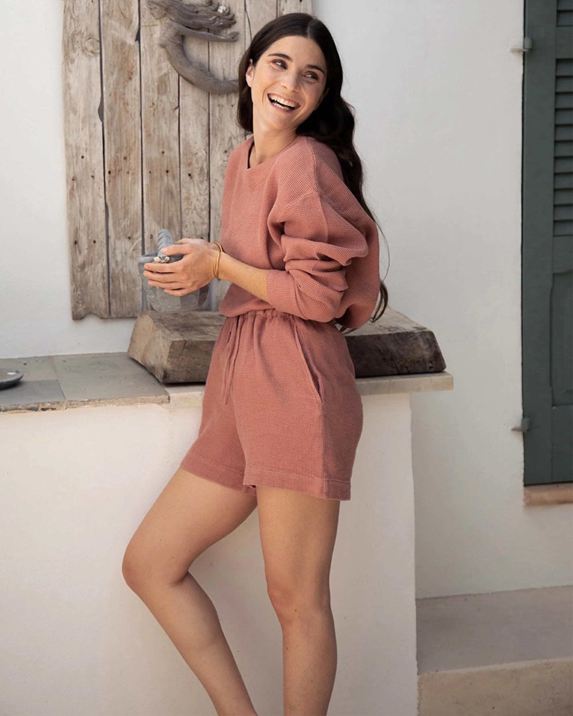 Waffle shorts CHINON in Burnt sienna