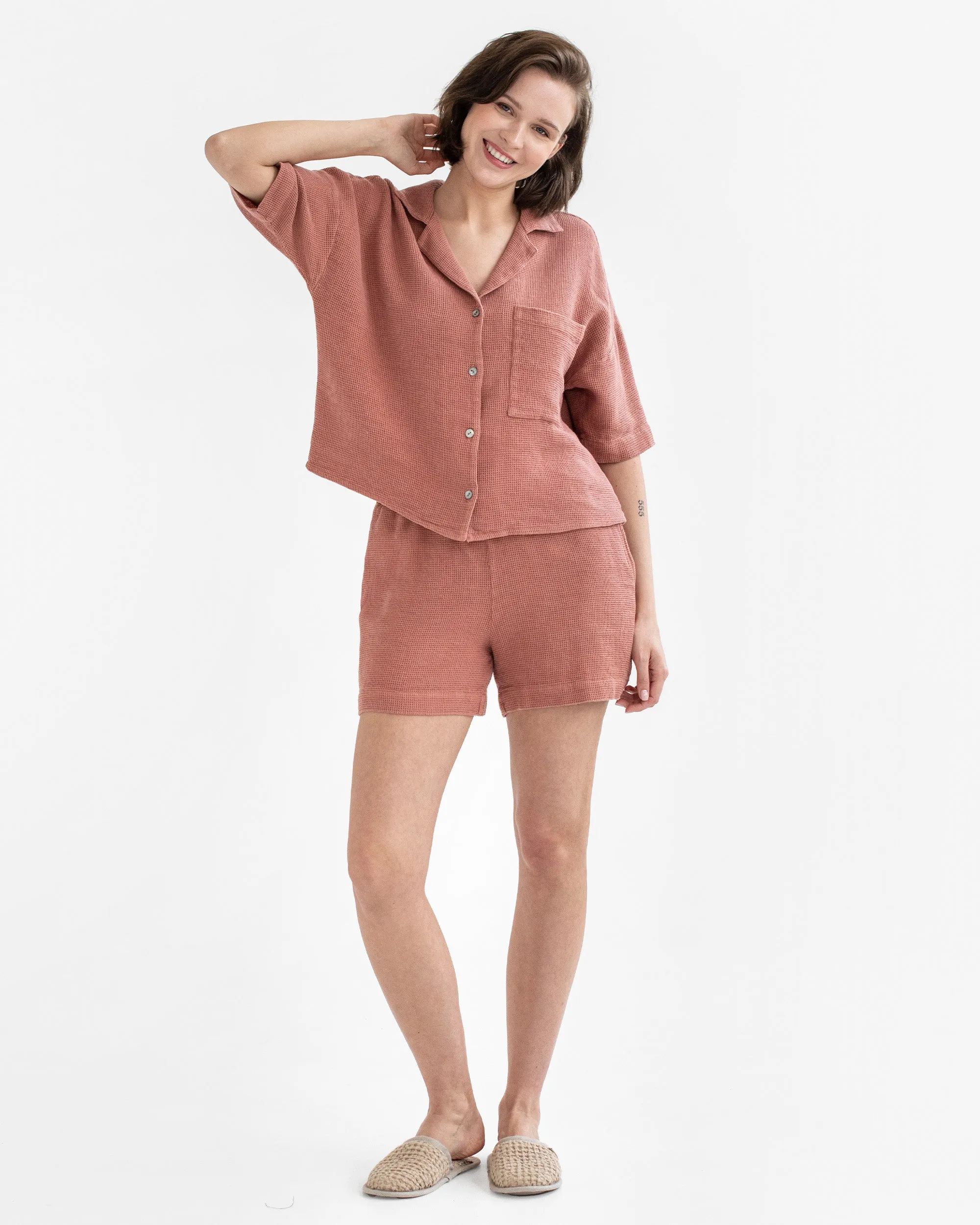 Waffle shorts CHINON in Burnt sienna