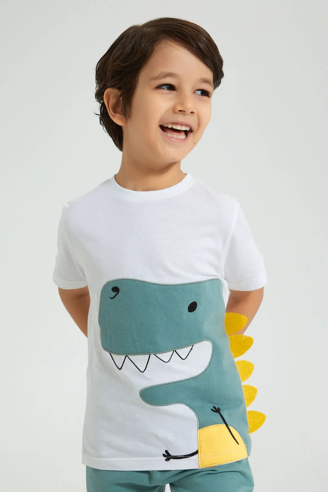 White And Blue Dino Casual Set (2 Piece)