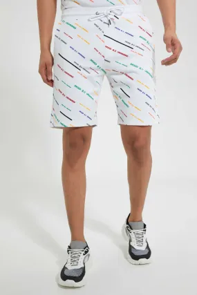 White Printed Loungewear Short