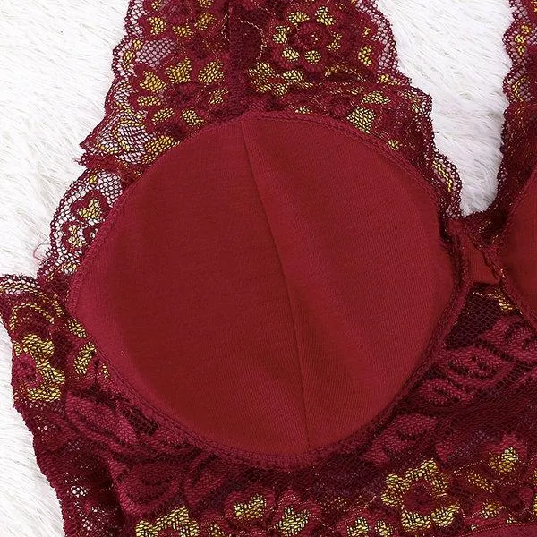 Wire-Free Seamless Lace Embroidered Bras