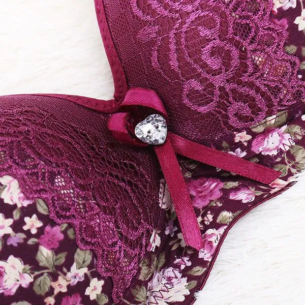Wire-Free Seamless Soft Bamboo Charcoal Floral Bras