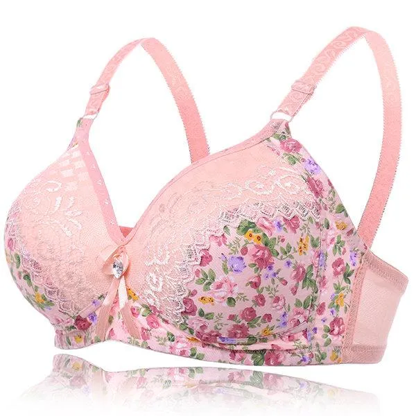 Wire-Free Seamless Soft Bamboo Charcoal Floral Bras