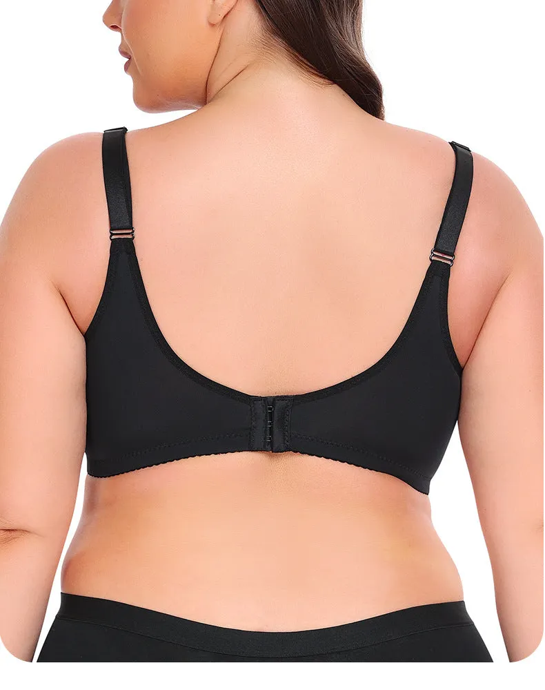 Women large size bra smooth seamless gathered with steel ring adjustable bra