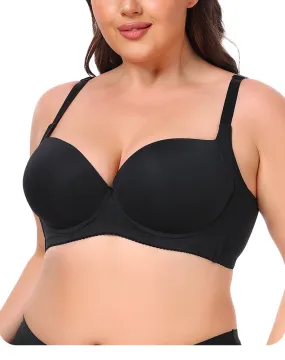 Women large size bra smooth seamless gathered with steel ring adjustable bra