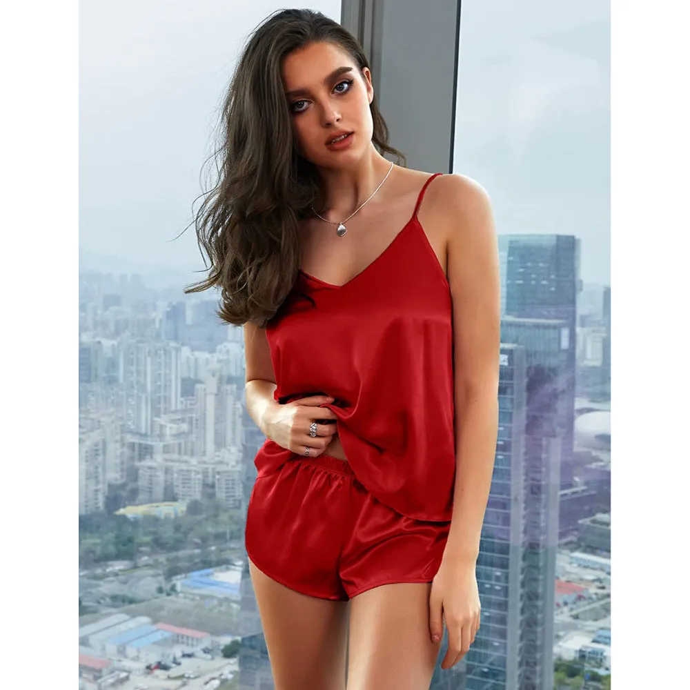 Women Lingerie Satin Nightwear Pajamas Cami