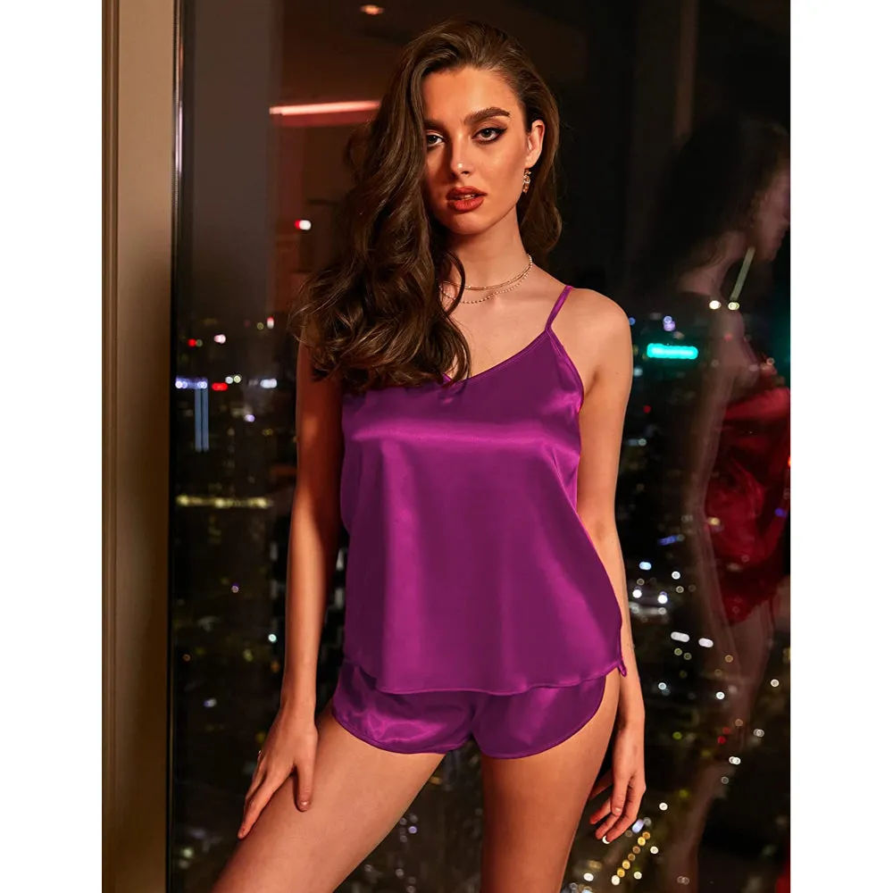 Women Lingerie Satin Nightwear Pajamas Cami