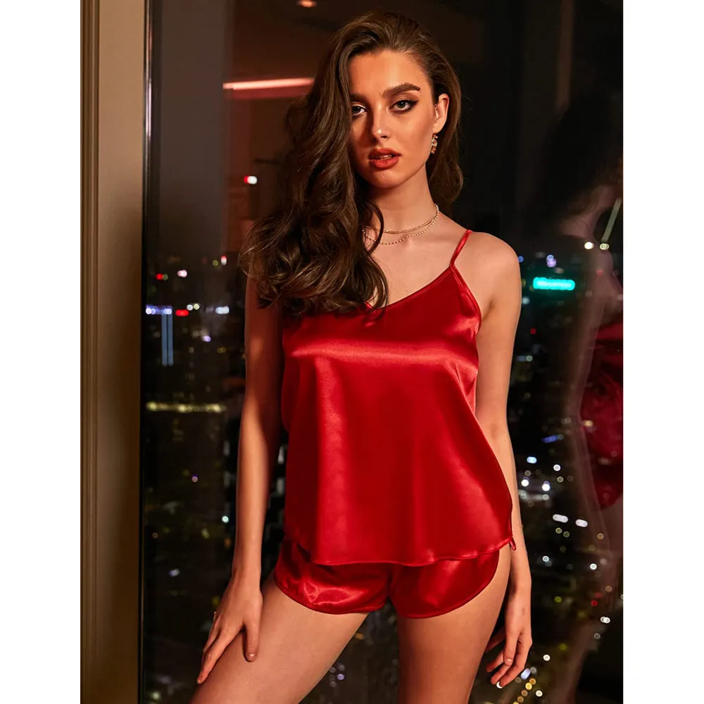 Women Lingerie Satin Nightwear Pajamas Cami