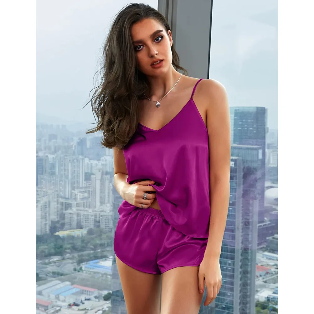 Women Lingerie Satin Nightwear Pajamas Cami