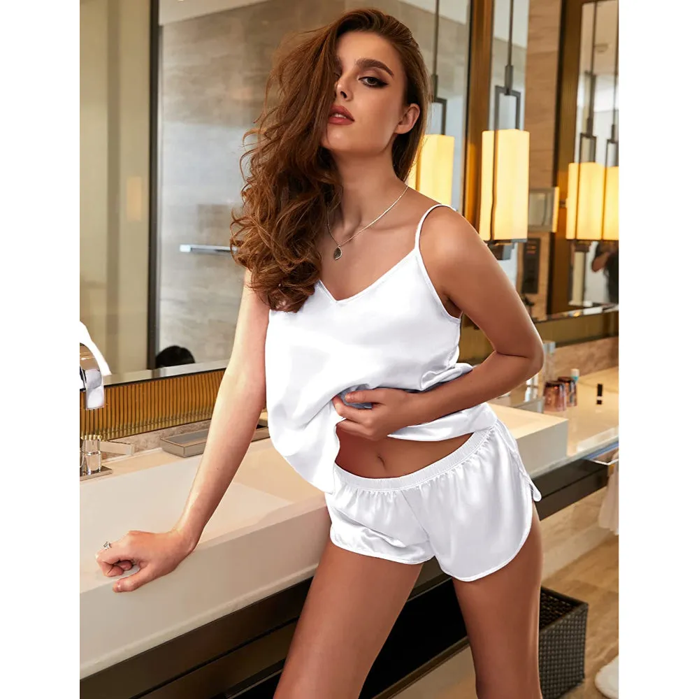 Women Lingerie Satin Nightwear Pajamas Cami