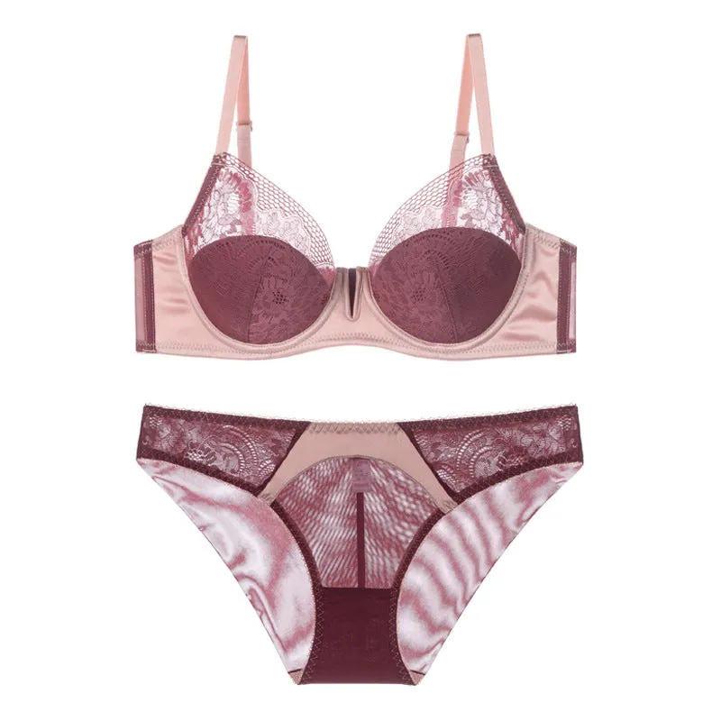 Women thin cup pure lust underwear push-up sexy lace bra set special half cup push-up bra for small breasts