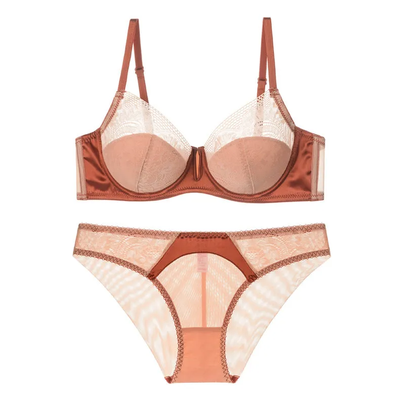 Women thin cup pure lust underwear push-up sexy lace bra set special half cup push-up bra for small breasts