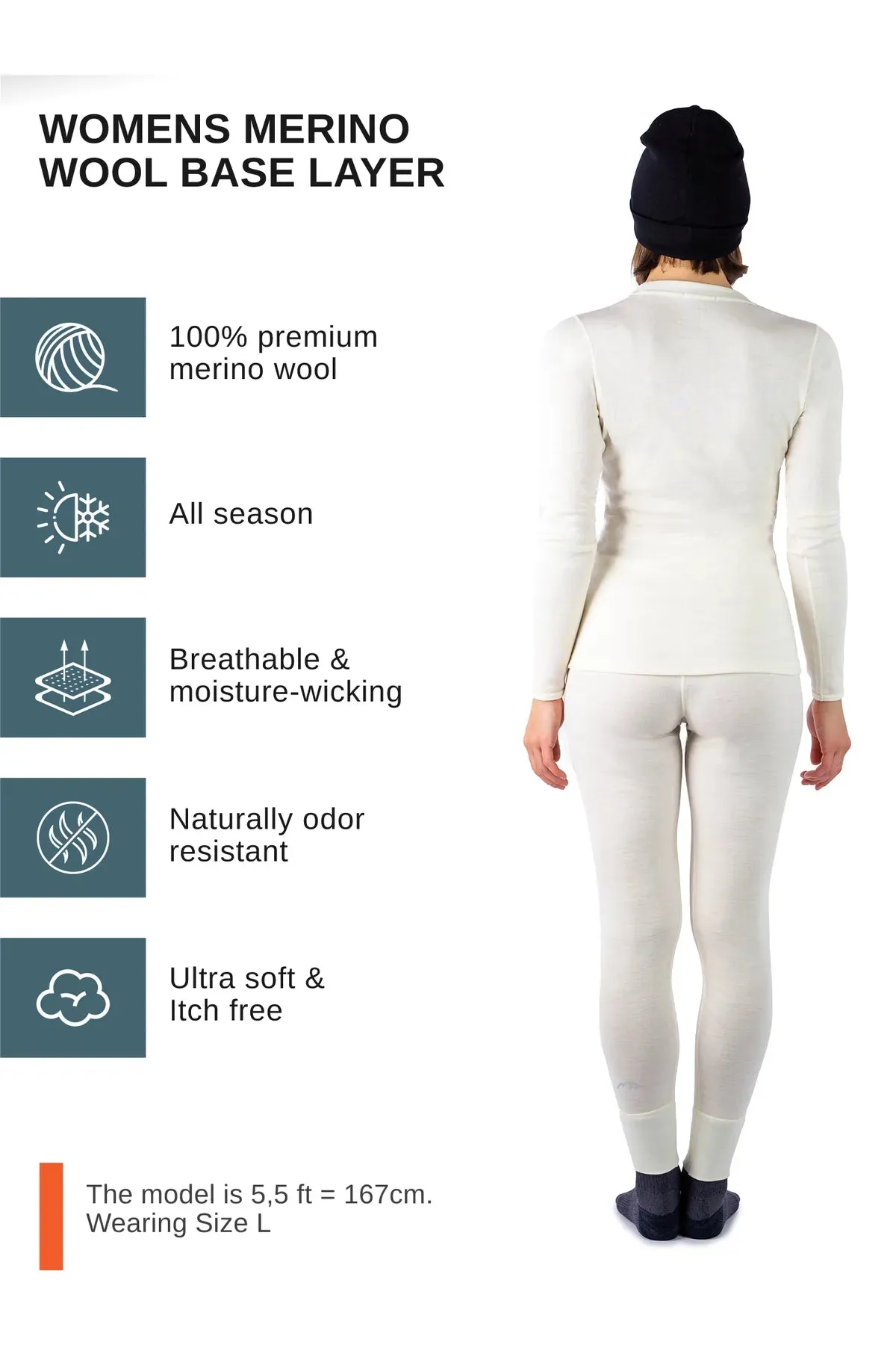 Women's Natural Merinos Set   Black Beanie