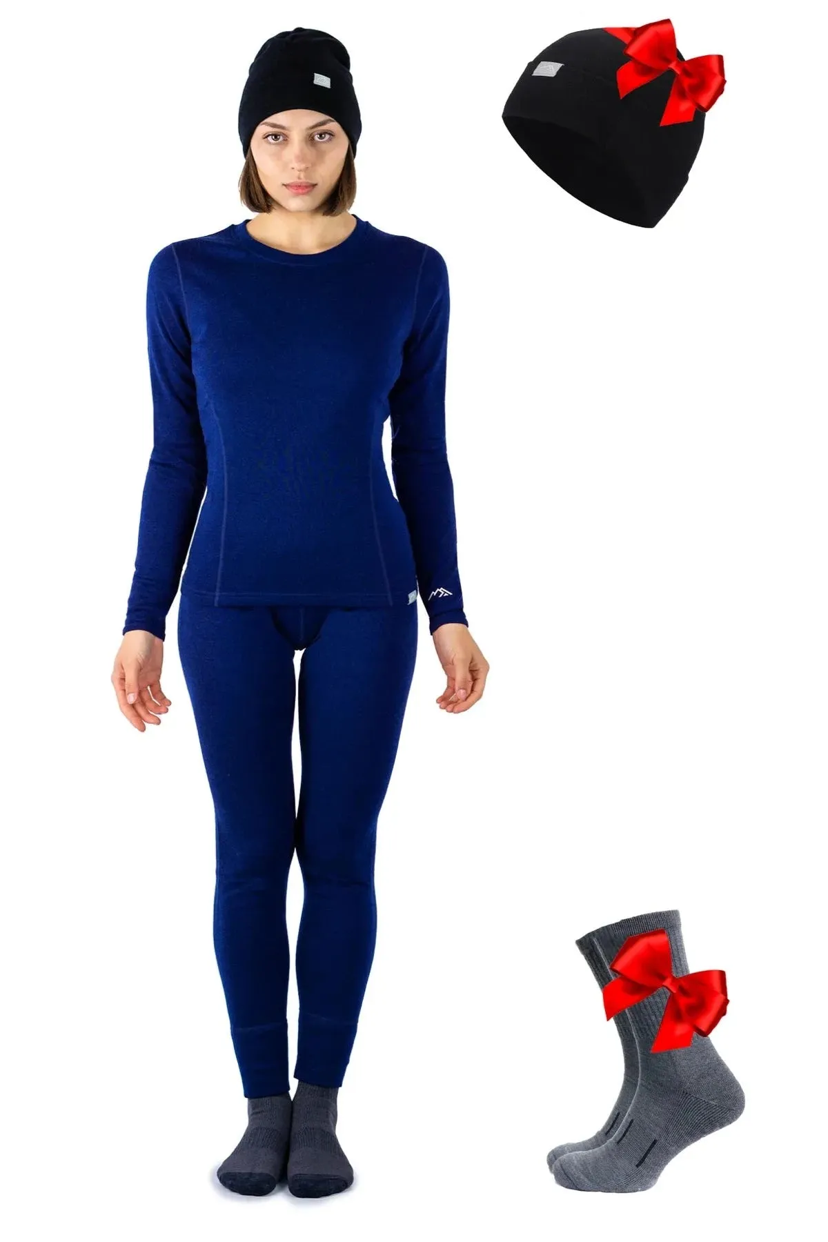 Women's Navy Set   Black Beanie