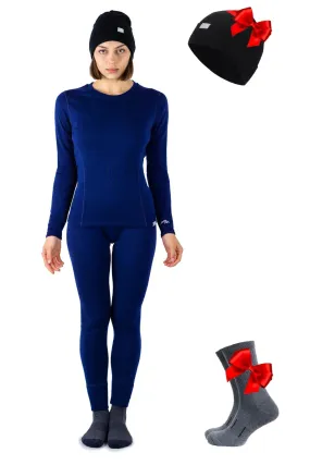 Women's Navy Set   Black Beanie
